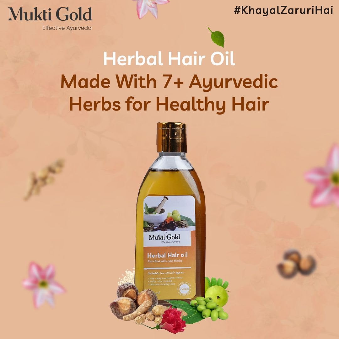 Axiom Mukti Gold Herbal Hair Oil - 200mL – view 5