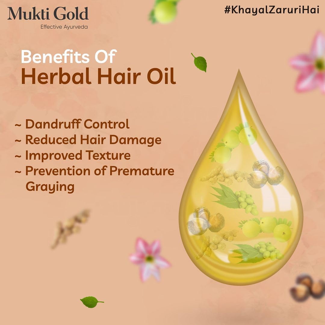 Axiom Mukti Gold Herbal Hair Oil - 200mL – view 6