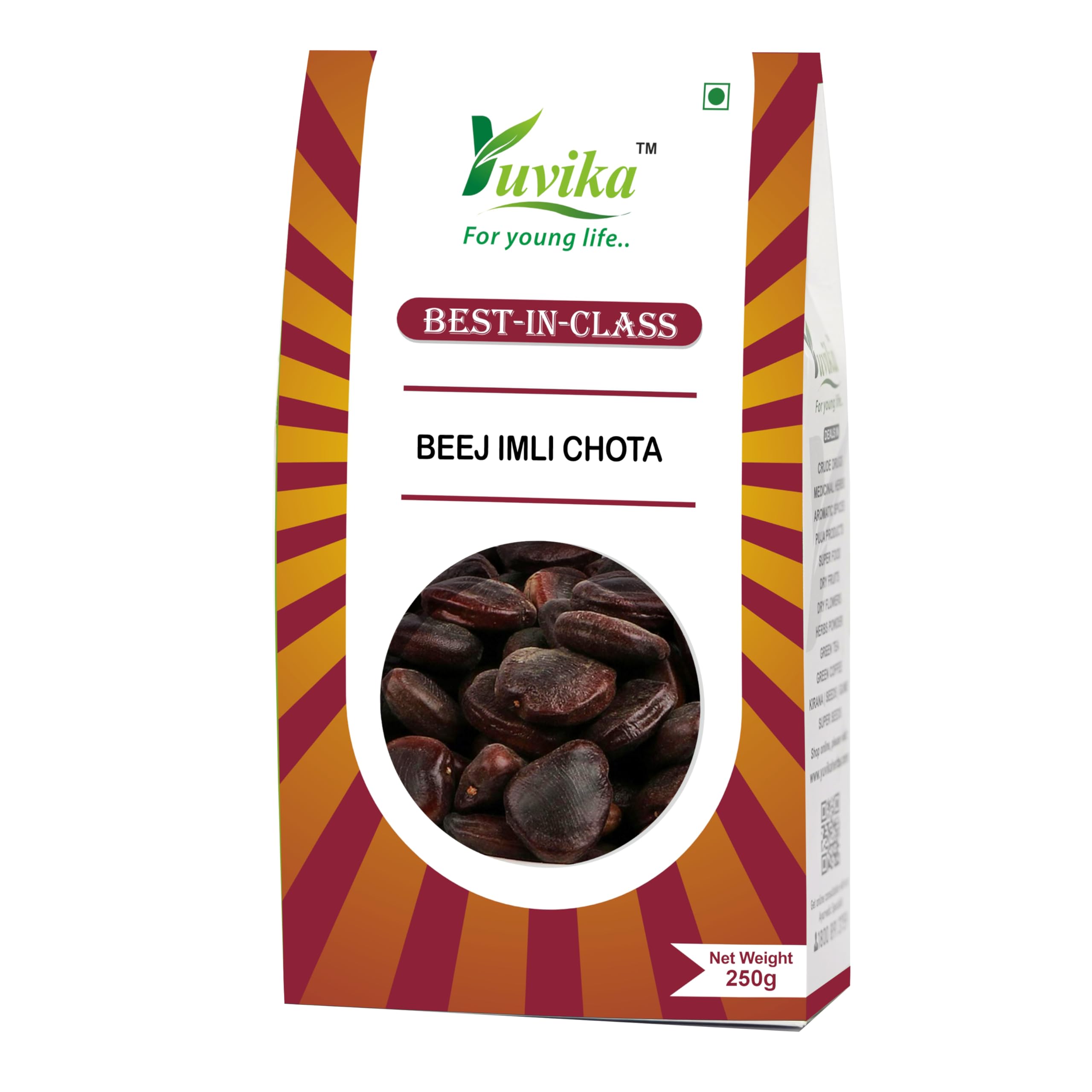 Boxed Yuvika small emli tamarind seeds in 250 gram pack