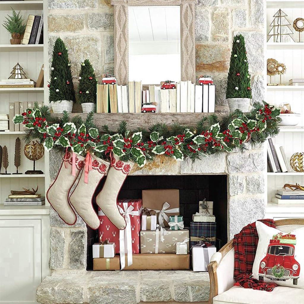 Supvox Christmas Tree Decoration, 175cm Classic Christmas Tree Holly Decorative Strip, Holly Ornament for Christmas Home Decor, Christmas Decorations Items for Home, Xmas Wreath, Wall, Window, Door – view 4
