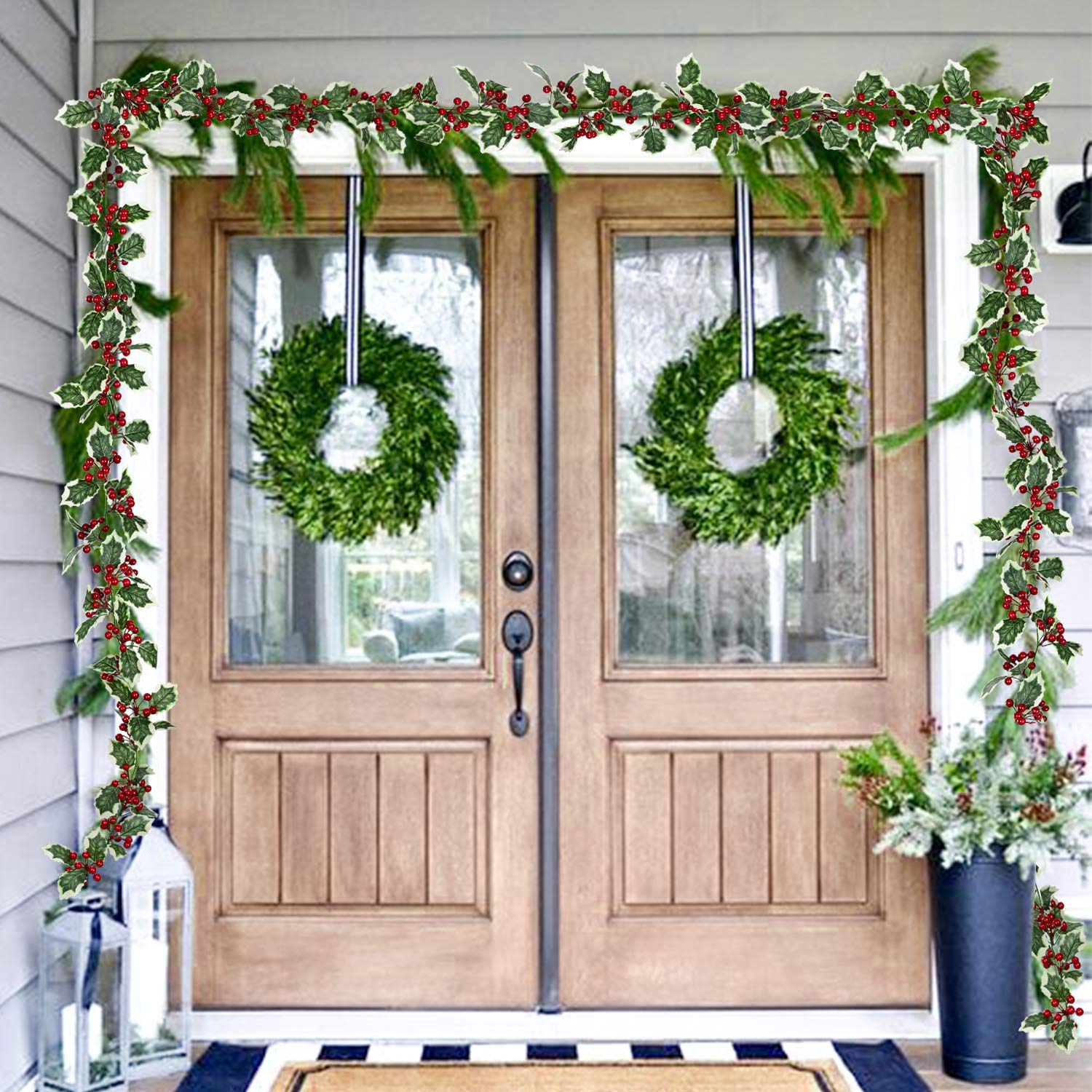 Supvox Christmas Tree Decoration, 175cm Classic Christmas Tree Holly Decorative Strip, Holly Ornament for Christmas Home Decor, Christmas Decorations Items for Home, Xmas Wreath, Wall, Window, Door – view 7
