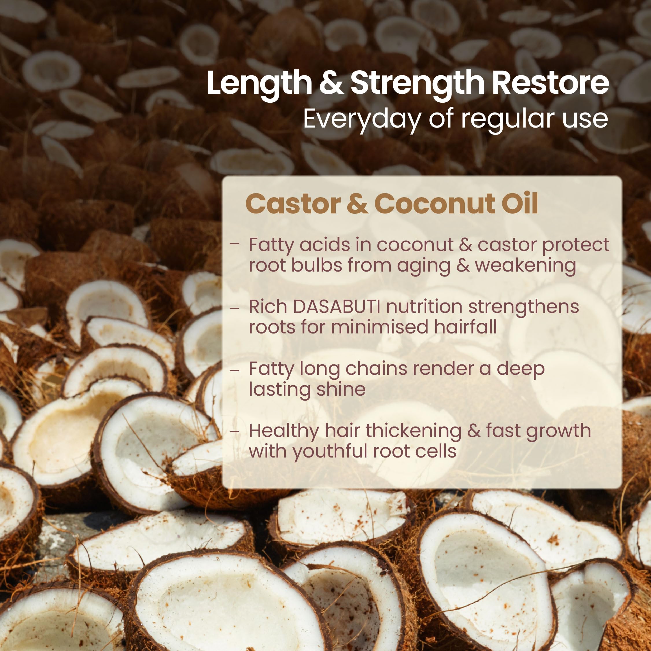 Nat Habit Castor Coconut Dasabuti Hair Oil for Length & Strenghting, Hair Cuticle & Retain Moisture, 100ml – view 2