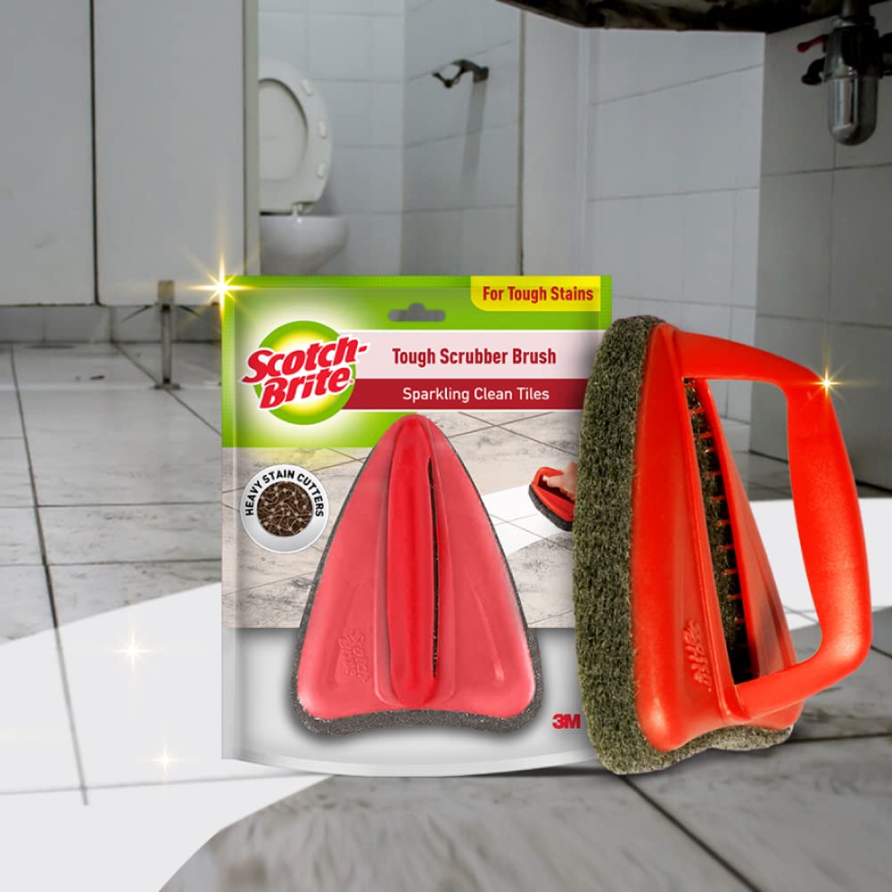 Brown Scotch-Brite scrubber brush for tiles, floors, and corners