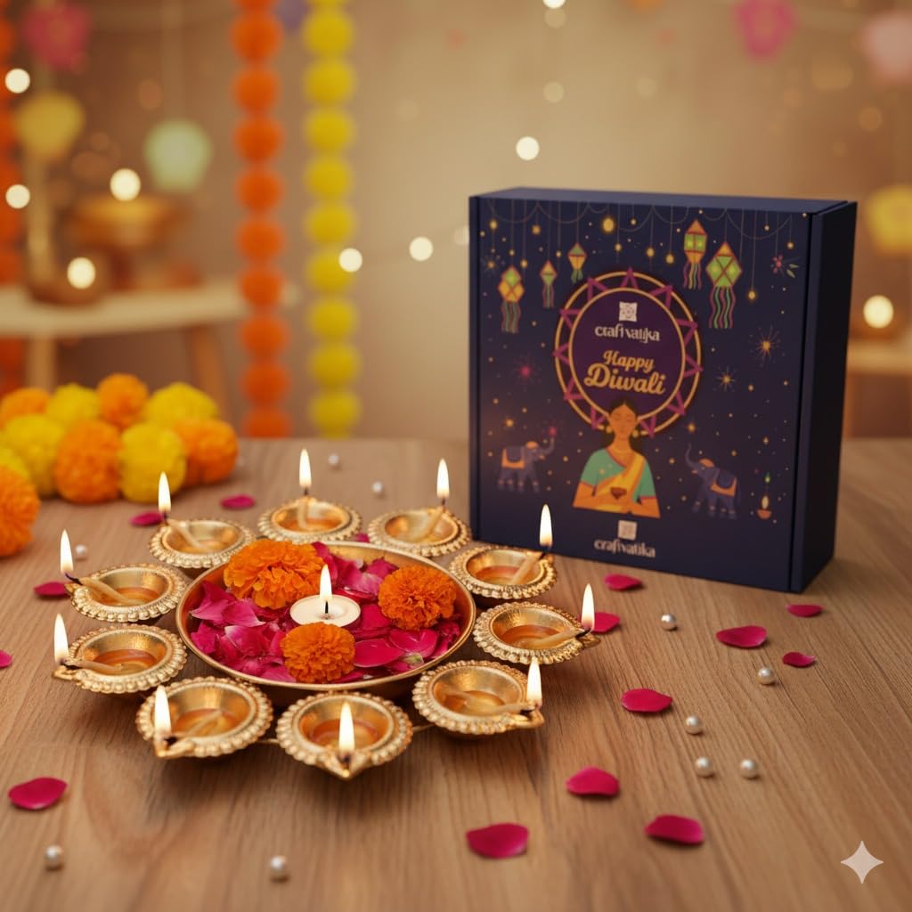 CraftVatika Iron Urli Bowl for Home Decor Decorative Diya Flower Shape Flower – view 2