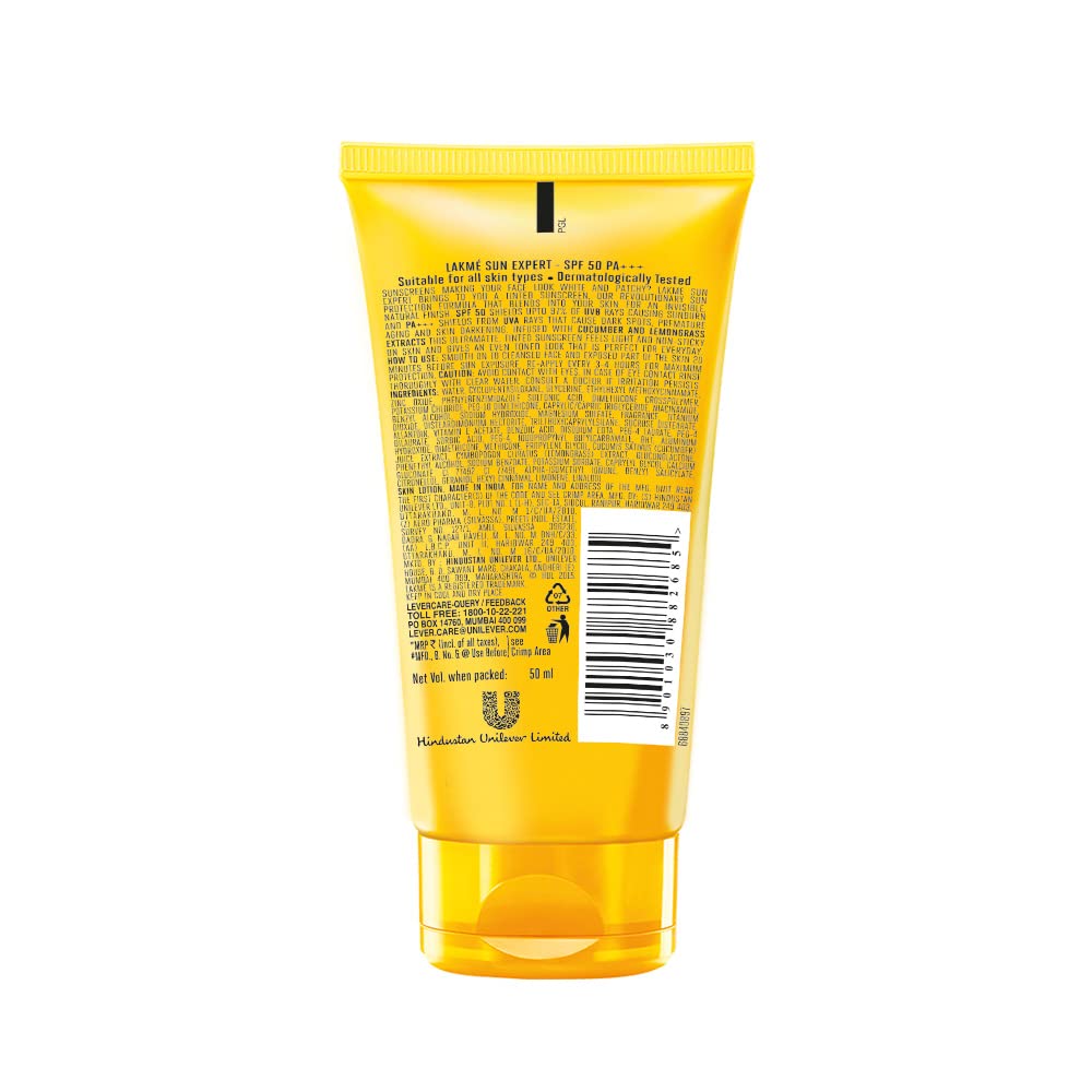Lakme Sun Expert, SPF 50 PA+++ Tinted Sunscreen, 50g, for Sun Protection with Natural Matte Finish, Dermatologically Tested, Non- Sticky Formula, For All Skin Types – view 2