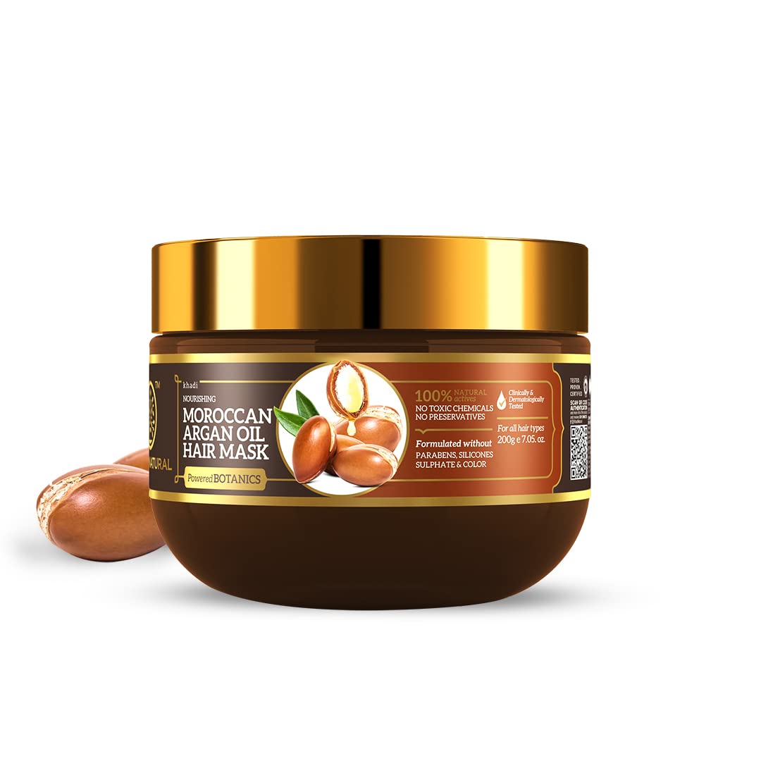 Khadi Natural argan hair mask jar with botanical oil formula