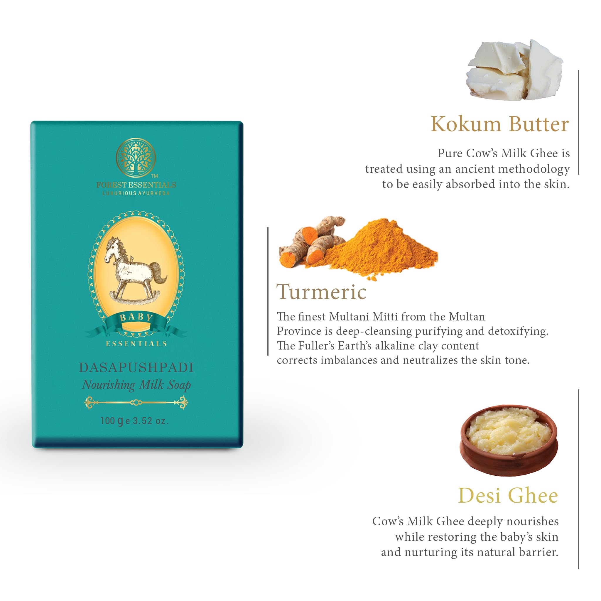 Forest Essentials Dasapushpadi Nourishing Milk Soap for Soft Baby Skin – view 4