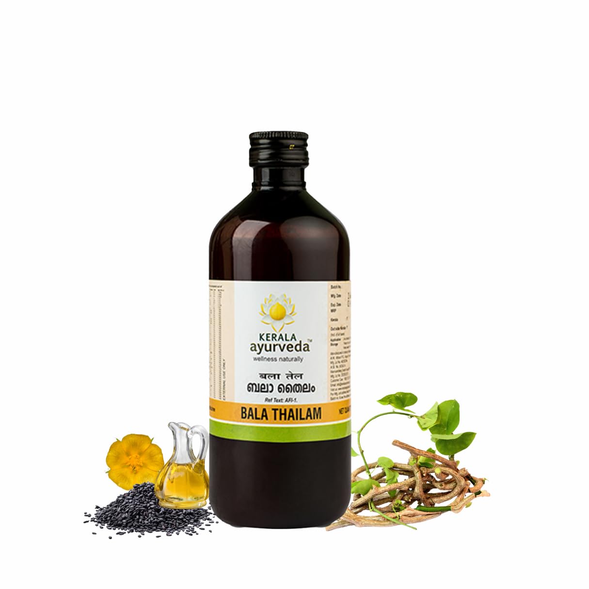 Front bottle of Kerala Ayurveda Bala Thailam 450 ml