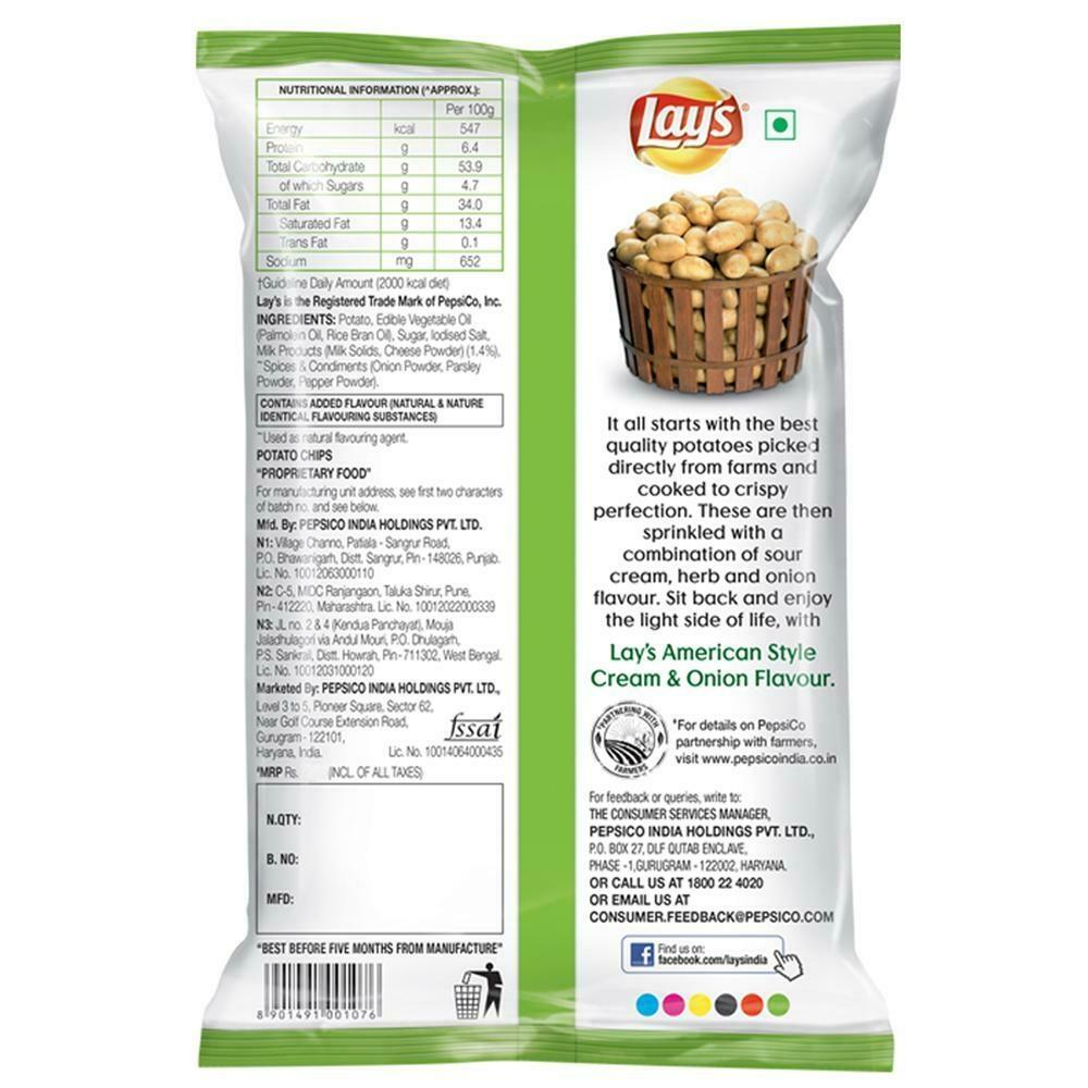 Lays American Style Cream & Onion Potato Chips 73 G – view 2