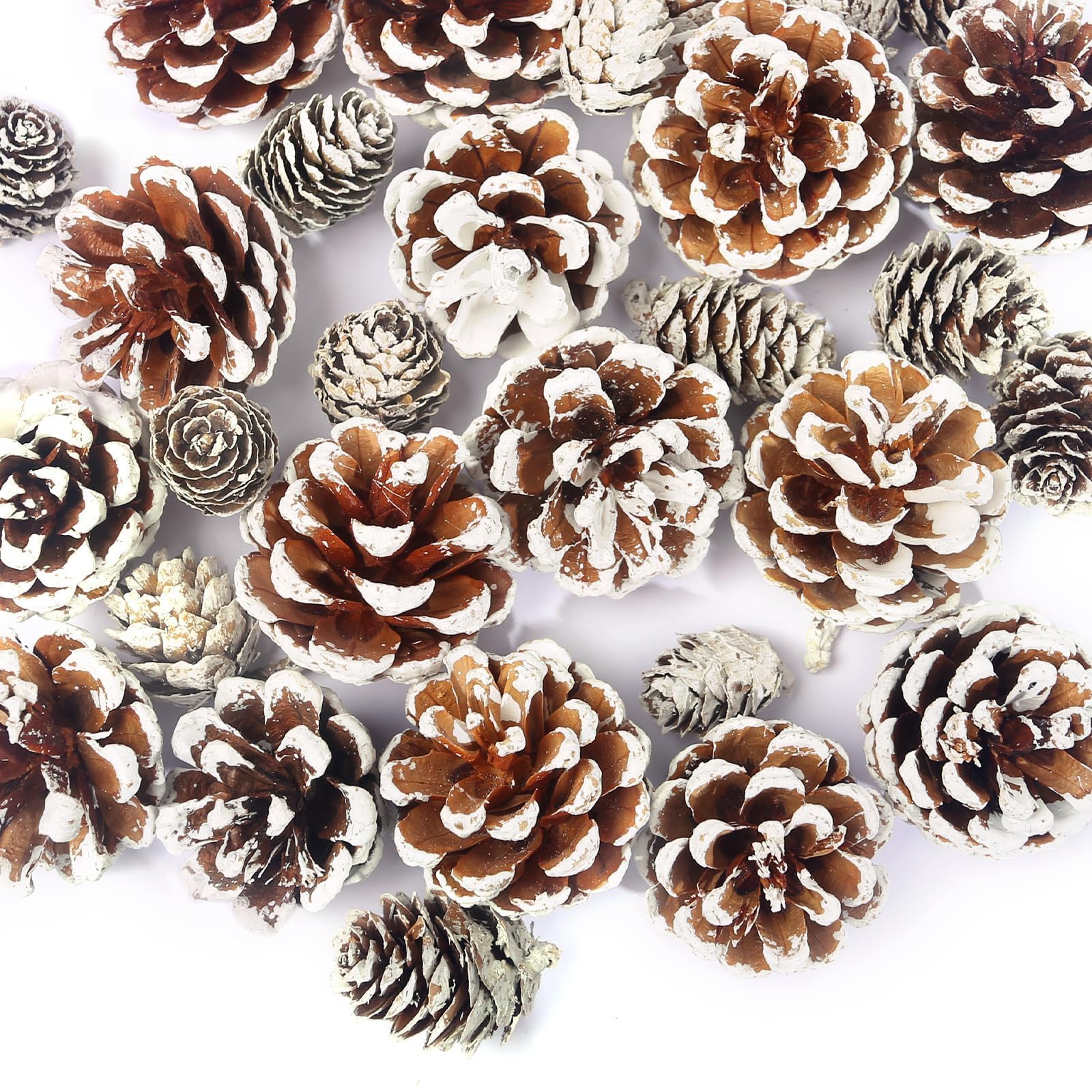 Brown wooden mini pine flower ornaments for Christmas tree decor