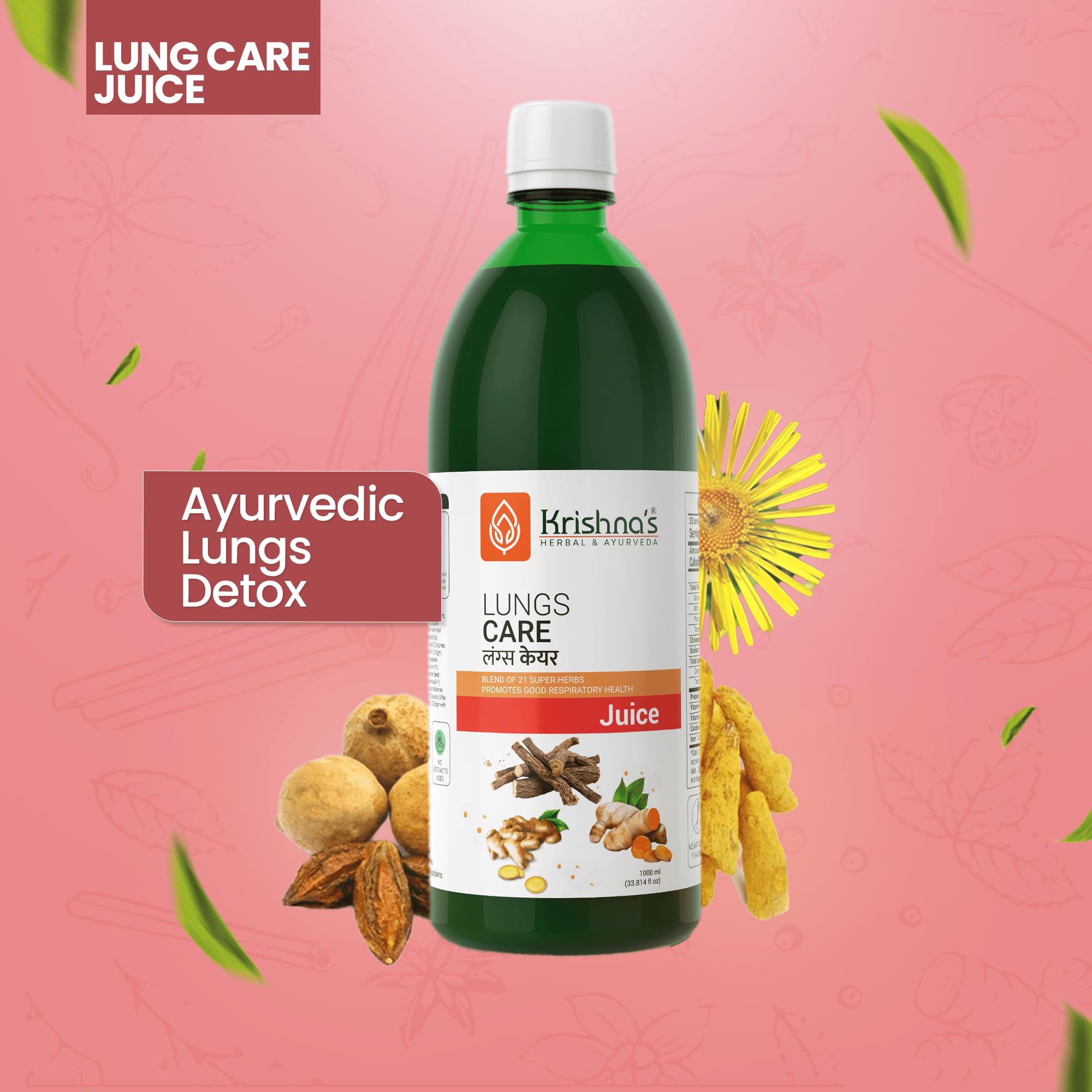 KRISHNA'S HERBAL & AYURVEDA Lungs Care Juice 1000 Ml – view 2