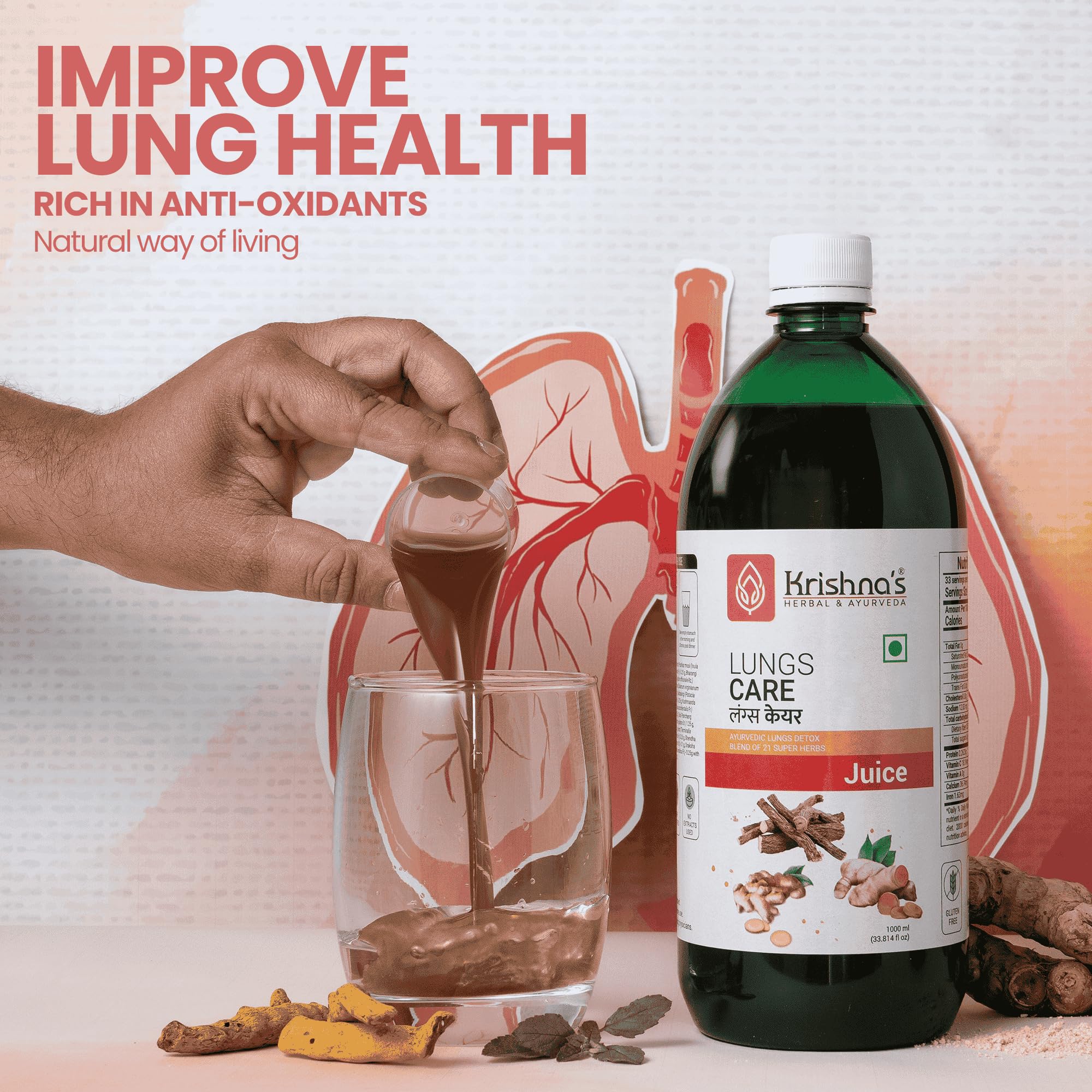 KRISHNA'S HERBAL & AYURVEDA Lungs Care Juice 1000 Ml – view 8