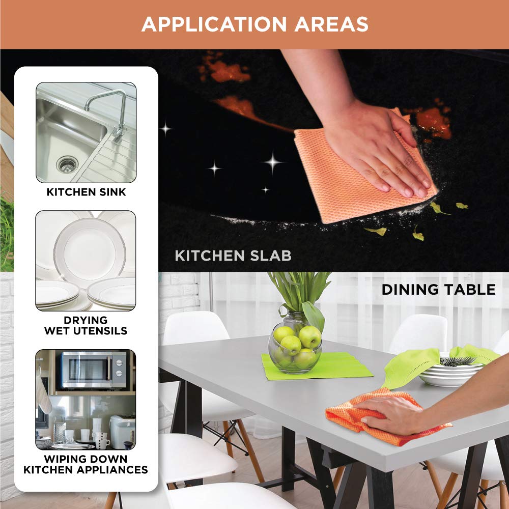 Scotch-Brite Microfiber Kitchen Cleaning Cloth (Pack of 1 Orange) (Wet & Dry Cleaning of Kitchen slabs, Appliances, Table, Gas stove, Utensils etc) – view 4