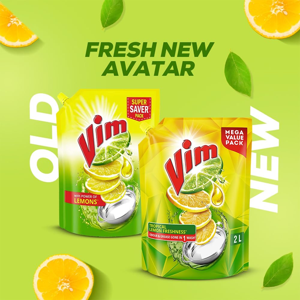 Vim Dishwash Liquid Gel Lemon Refill Pouch, 2 Ltr – view 3