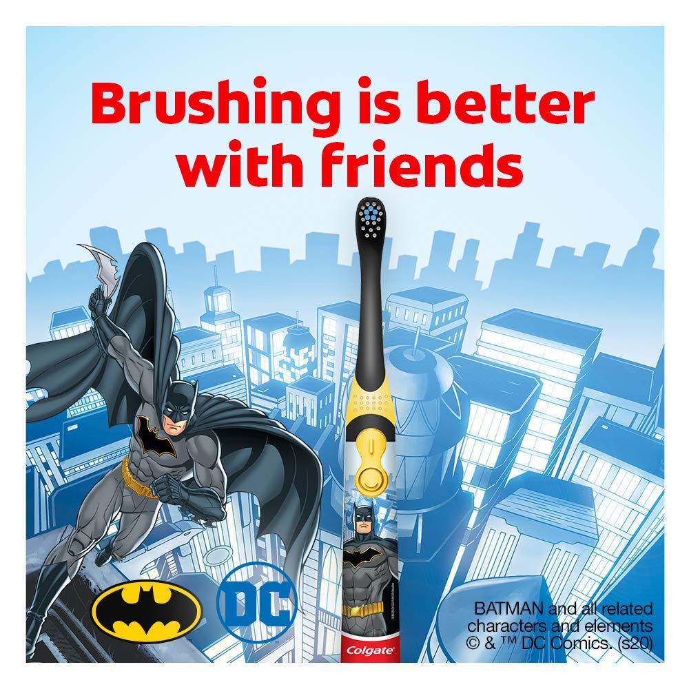 Colgate Batman Toothbrush for kids, Battery Powered Electric Toothbrush, Age 3+, Kids toothbrush with Extra Soft Bristles and Slim Handle, Includes Replaceable Batteries – view 2