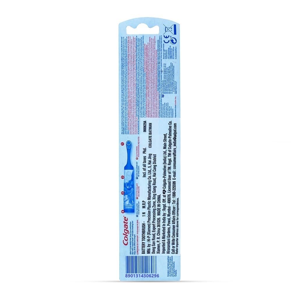 Colgate Batman Toothbrush for kids, Battery Powered Electric Toothbrush, Age 3+, Kids toothbrush with Extra Soft Bristles and Slim Handle, Includes Replaceable Batteries – view 8