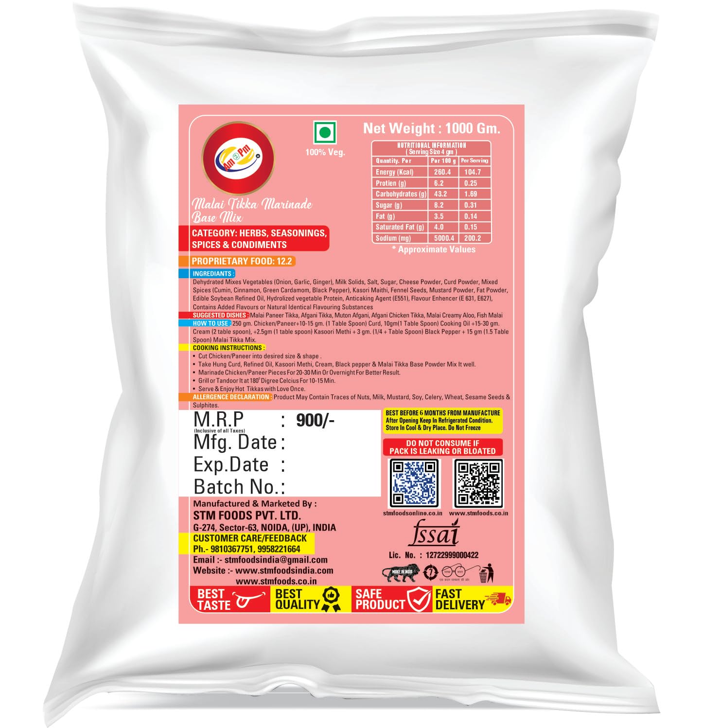 Am 2 Pm - Malai Tikka Marinade Base Powder 1kg Mix – view 2