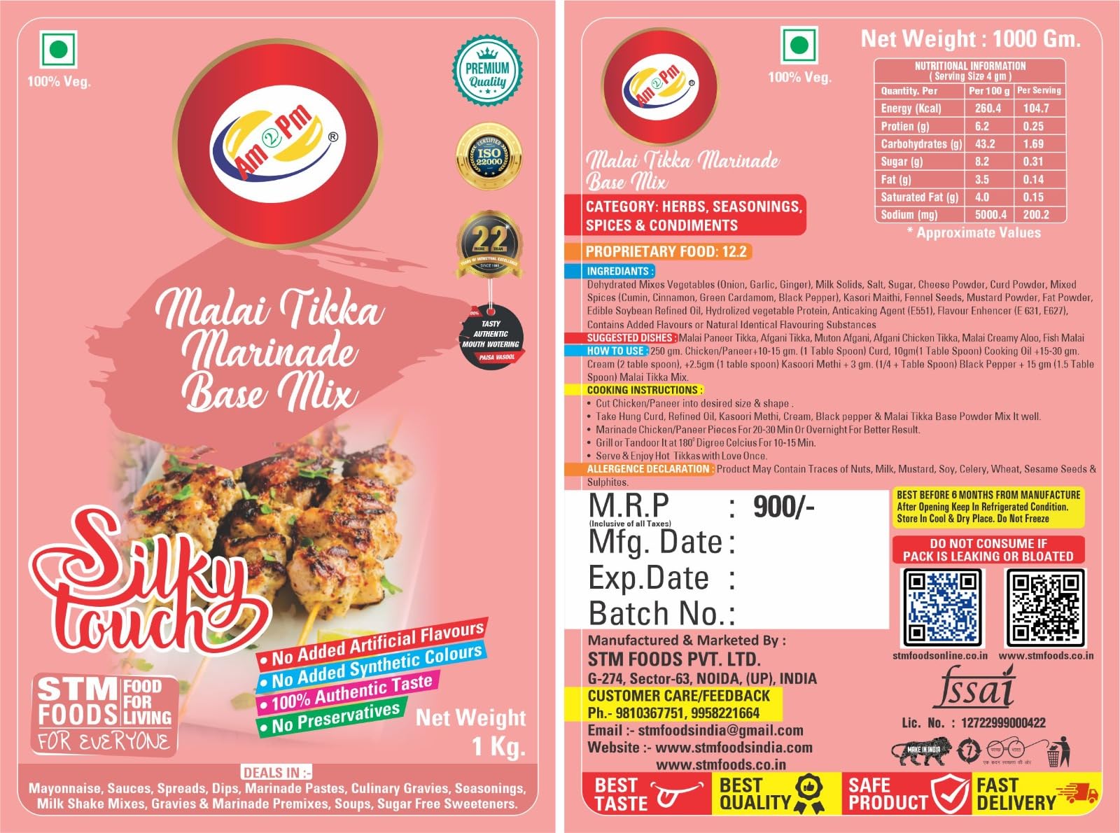 Am 2 Pm - Malai Tikka Marinade Base Powder 1kg Mix – view 6