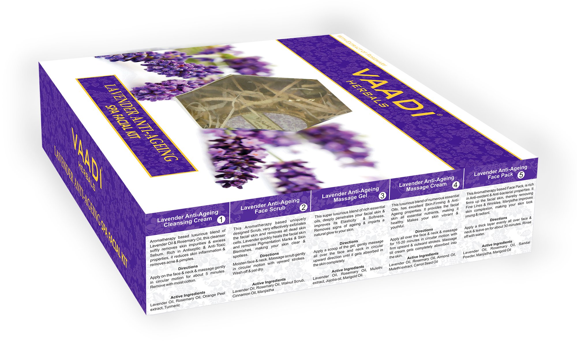 Vaadi Herbals Lavender Anti Ageing Spa Facial Kit with Rosemary Extract, 270g – view 3