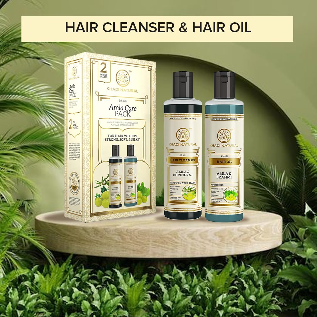 Khadi Natural Amla Hair Care Pack with Amla & Bhringraj Hair Cleanser & Amla & Bhringraj Hair Oil – view 2