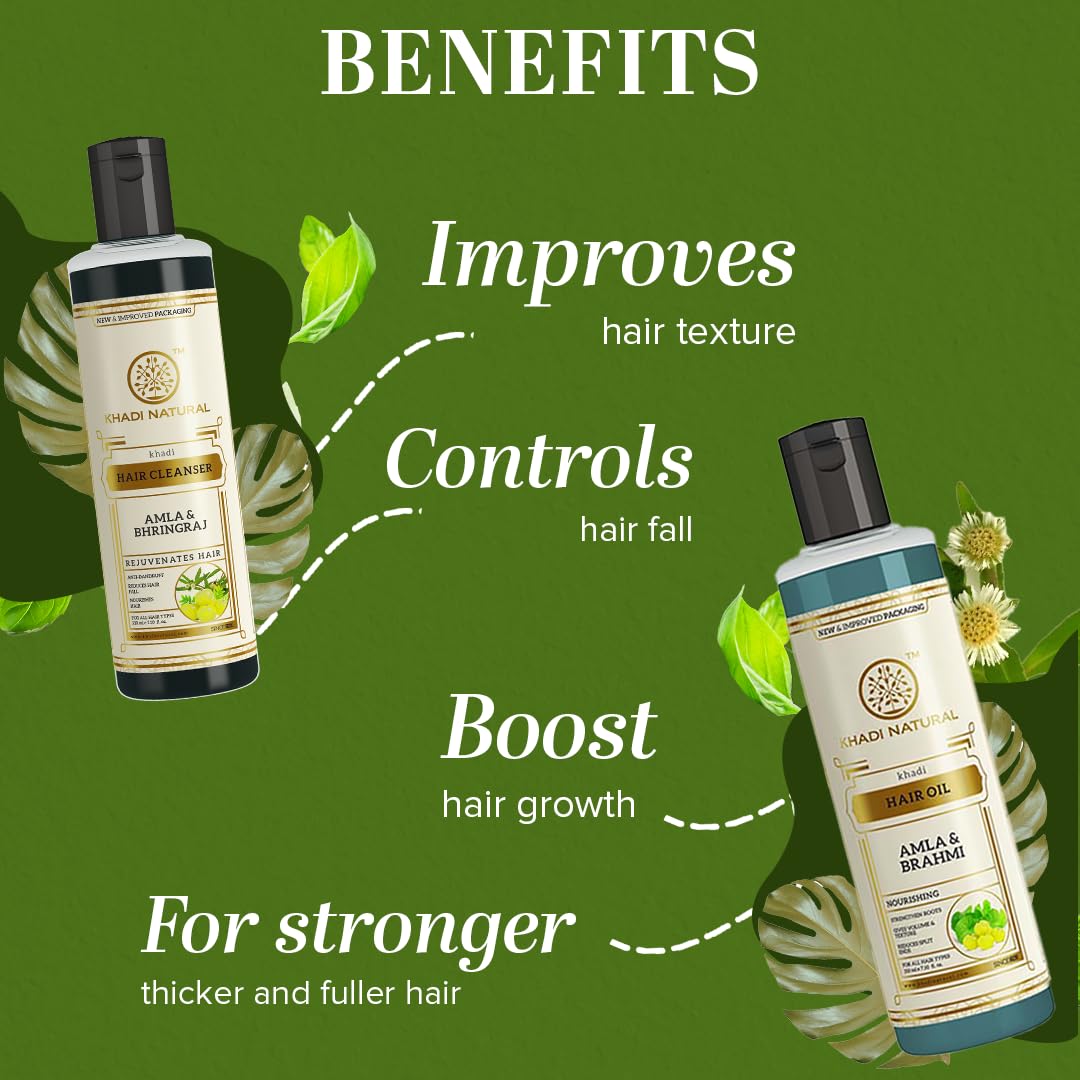 Khadi Natural Amla Hair Care Pack with Amla & Bhringraj Hair Cleanser & Amla & Bhringraj Hair Oil – view 3