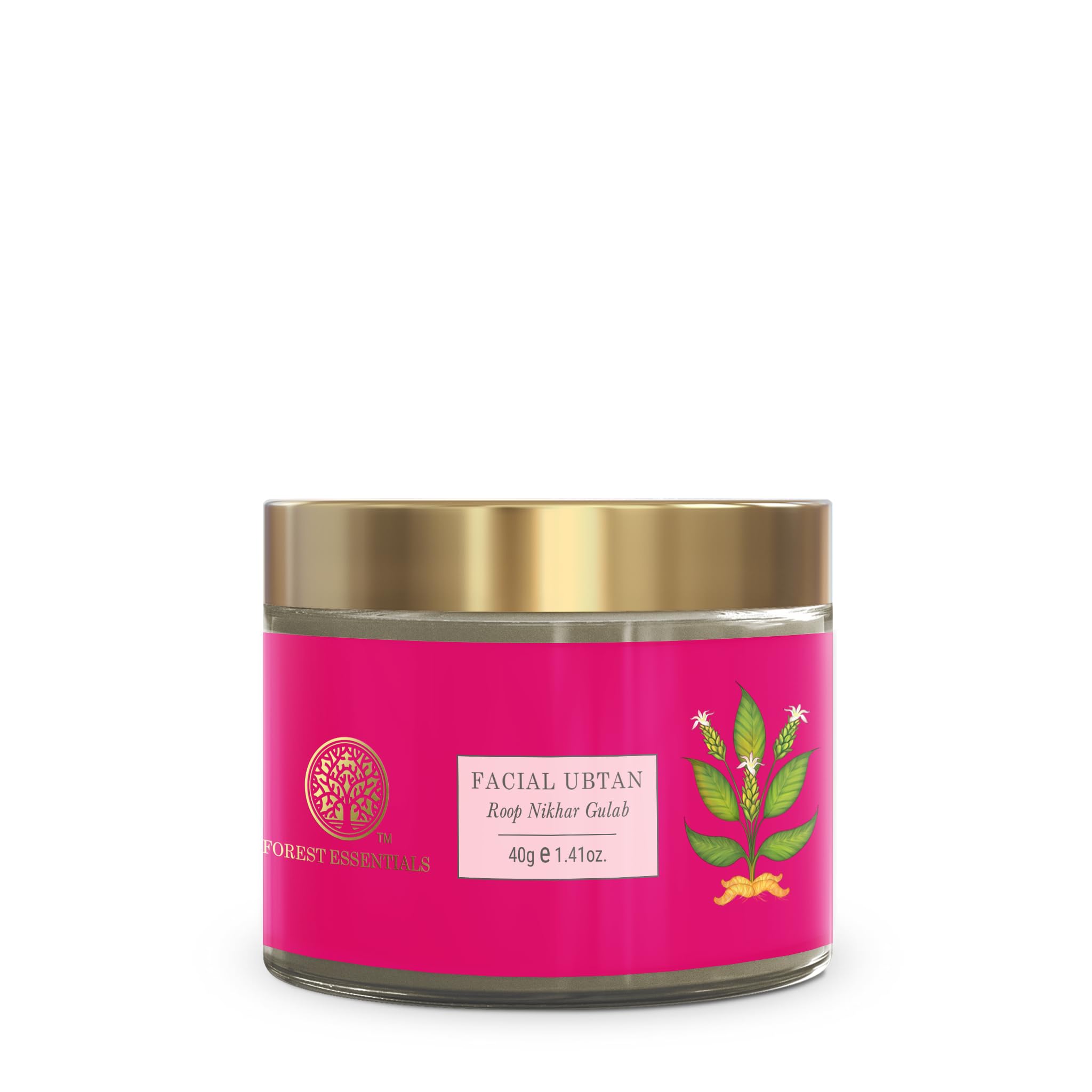 Forest Essentials Ayurvedic face ubtan jar with rose scent for dry skin