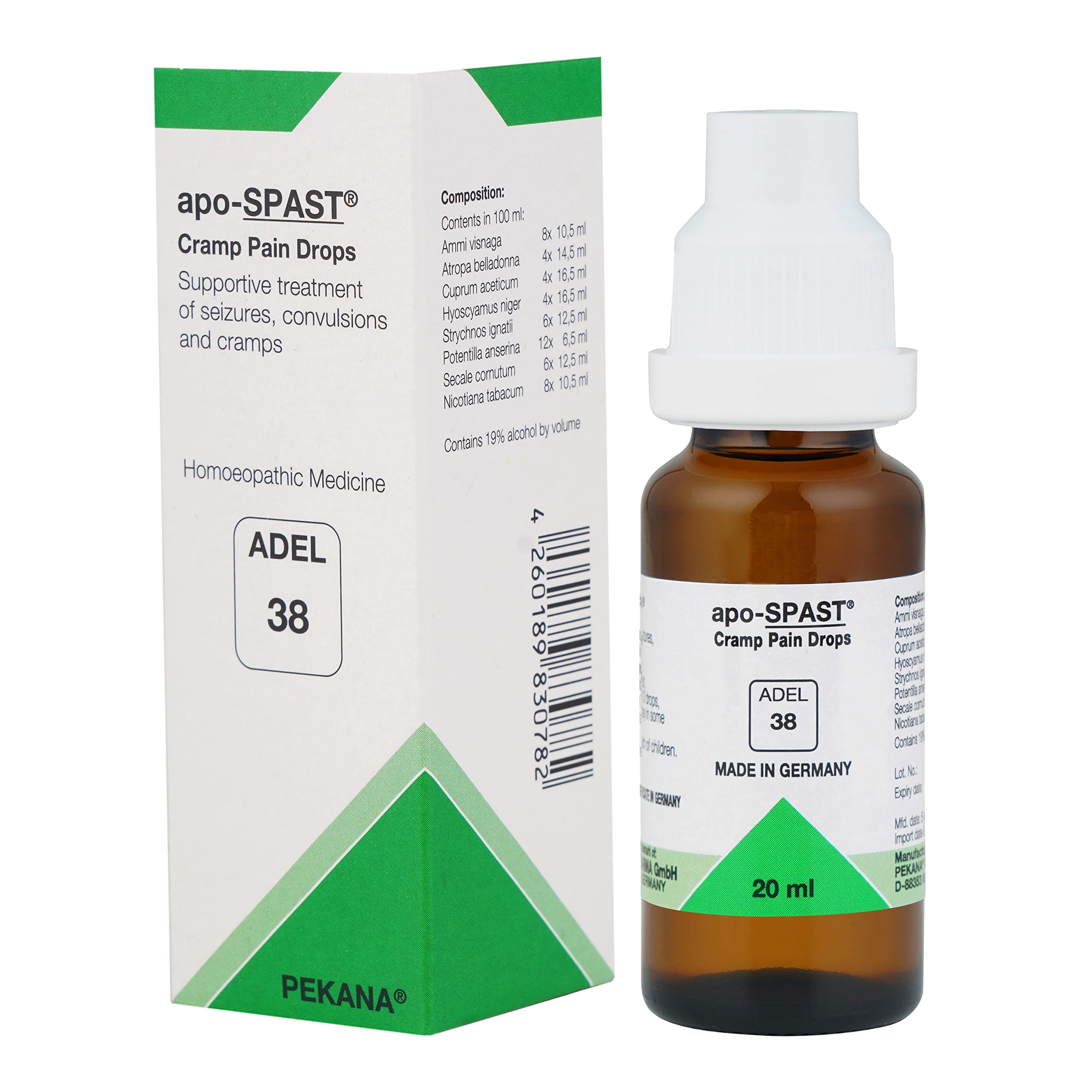 ADEL apo-SPAST cramp pain drop bottle, 20 ml pack