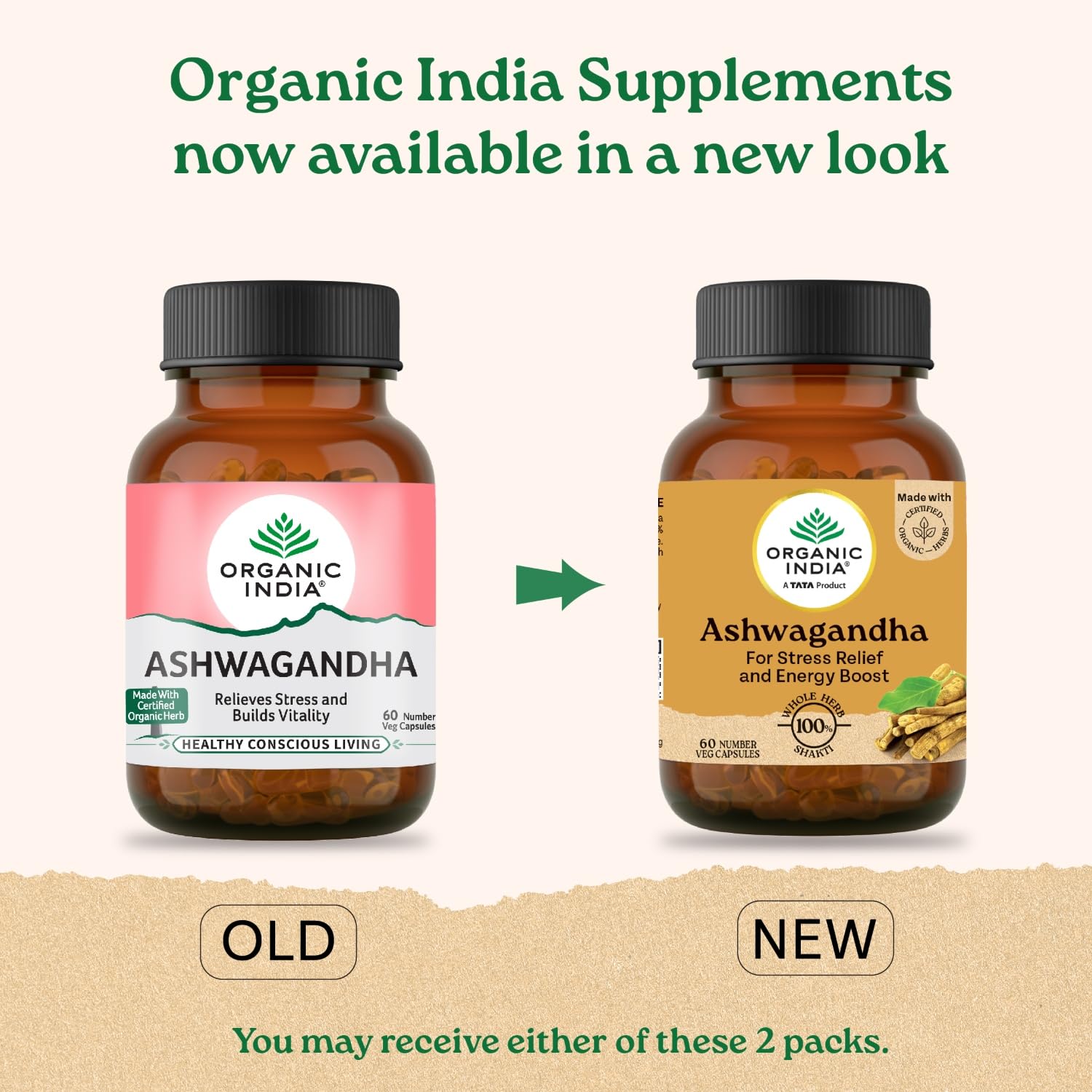 A TATA Product - Organic India Pure Ashwagandha Root Capsules - 60 Veg Caps (400mg), For Vitality & Relieves Stress, Naturally Boosts Energy & Stamina, Improves Immune System, GMP & NPOP Certified – view 2