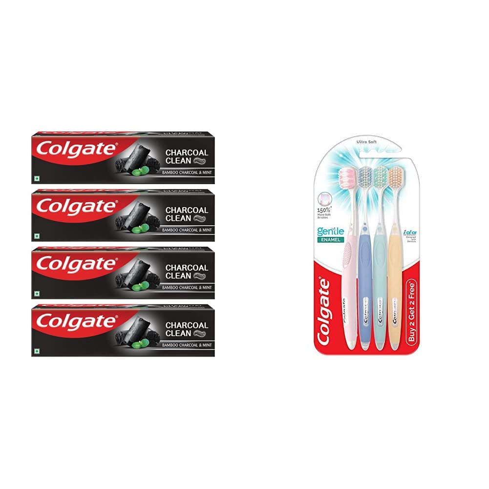 Colgate Charcoal Clean toothpaste and Gentle Enamel toothbrush set