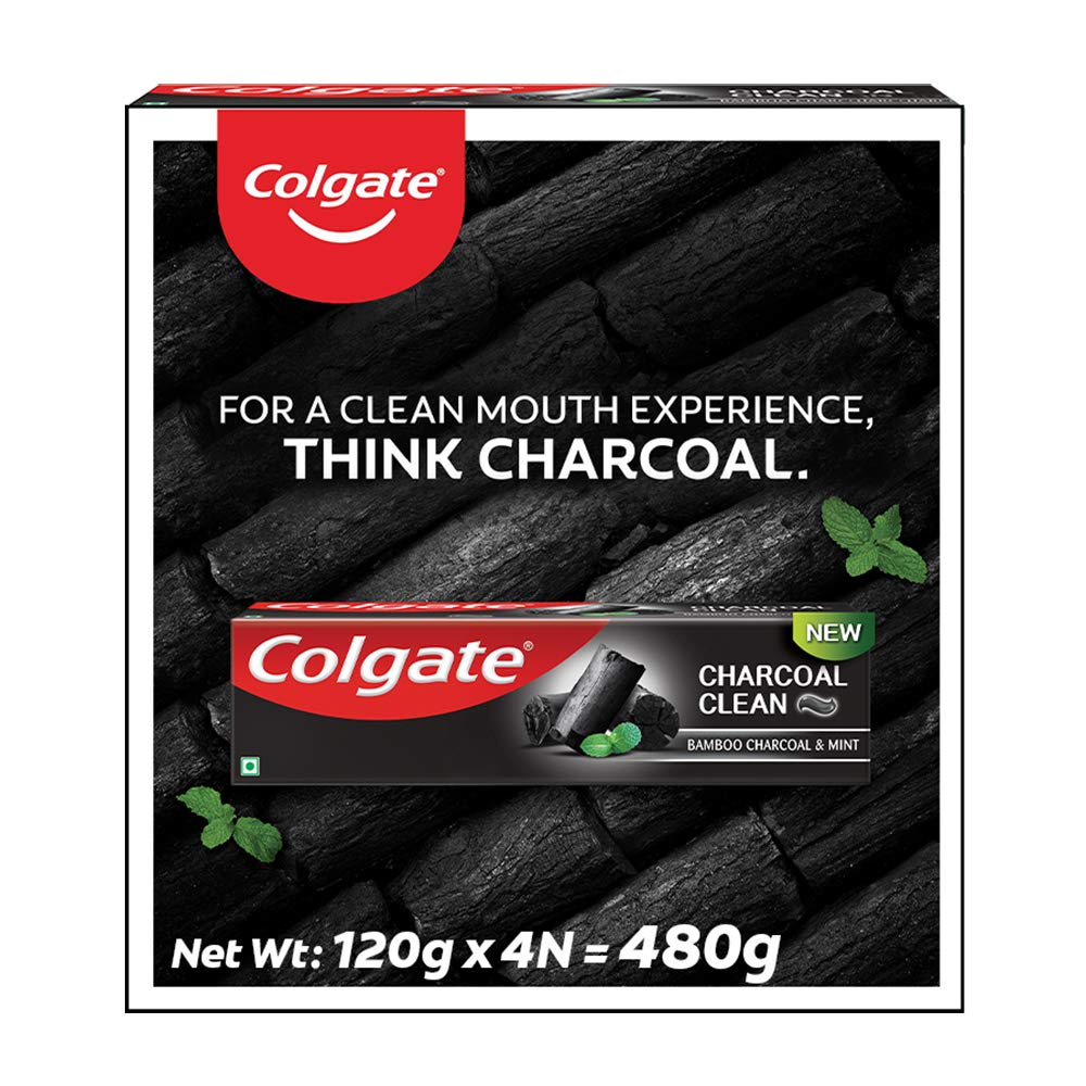Colgate Charcoal Clean Toothpaste, Black Gel Paste, Bamboo Charcoal and Wintergreen Mint for Clean Mouth, 480g, 120g X 4 & Colgate Gentle Enamel Ultra Soft Toothbrush - 4 Pcs (Buy 2 Get 2 Free) – view 3