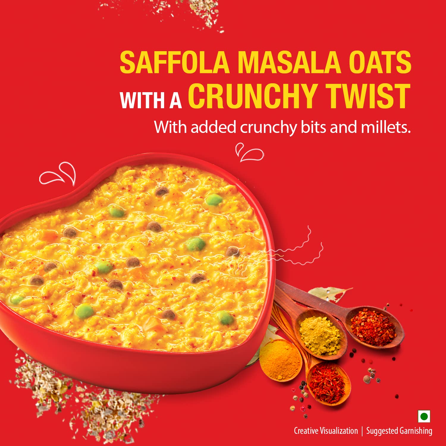 Saffola Masala Oats Karara Crunch, Tasty Evening Snack, Classic Masala with Crunchy Bits and Millets, 500g – view 4