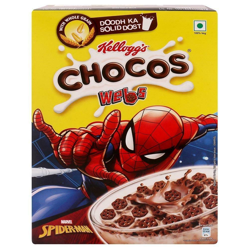 Web-shaped Kellogg's Chocos Webs 300g cereal pack for kids