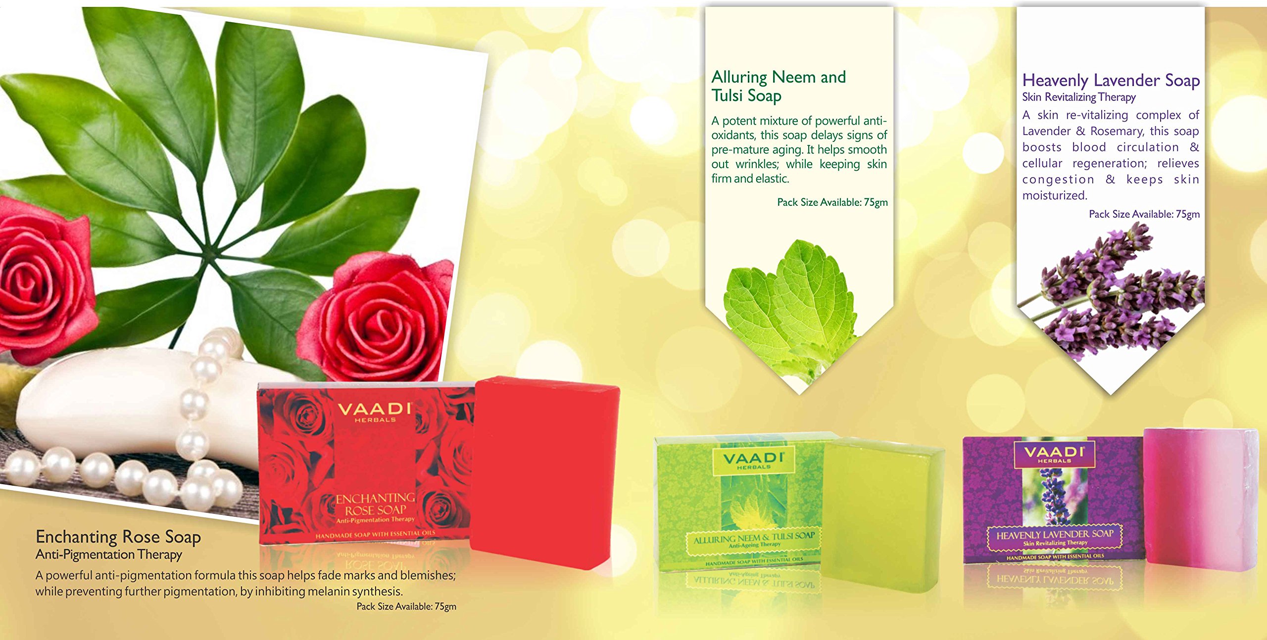Vaadi Herbals Fruit Splash Soap with Extracts of Orange, Peach, Green Apple and Lemon, 75g – view 6