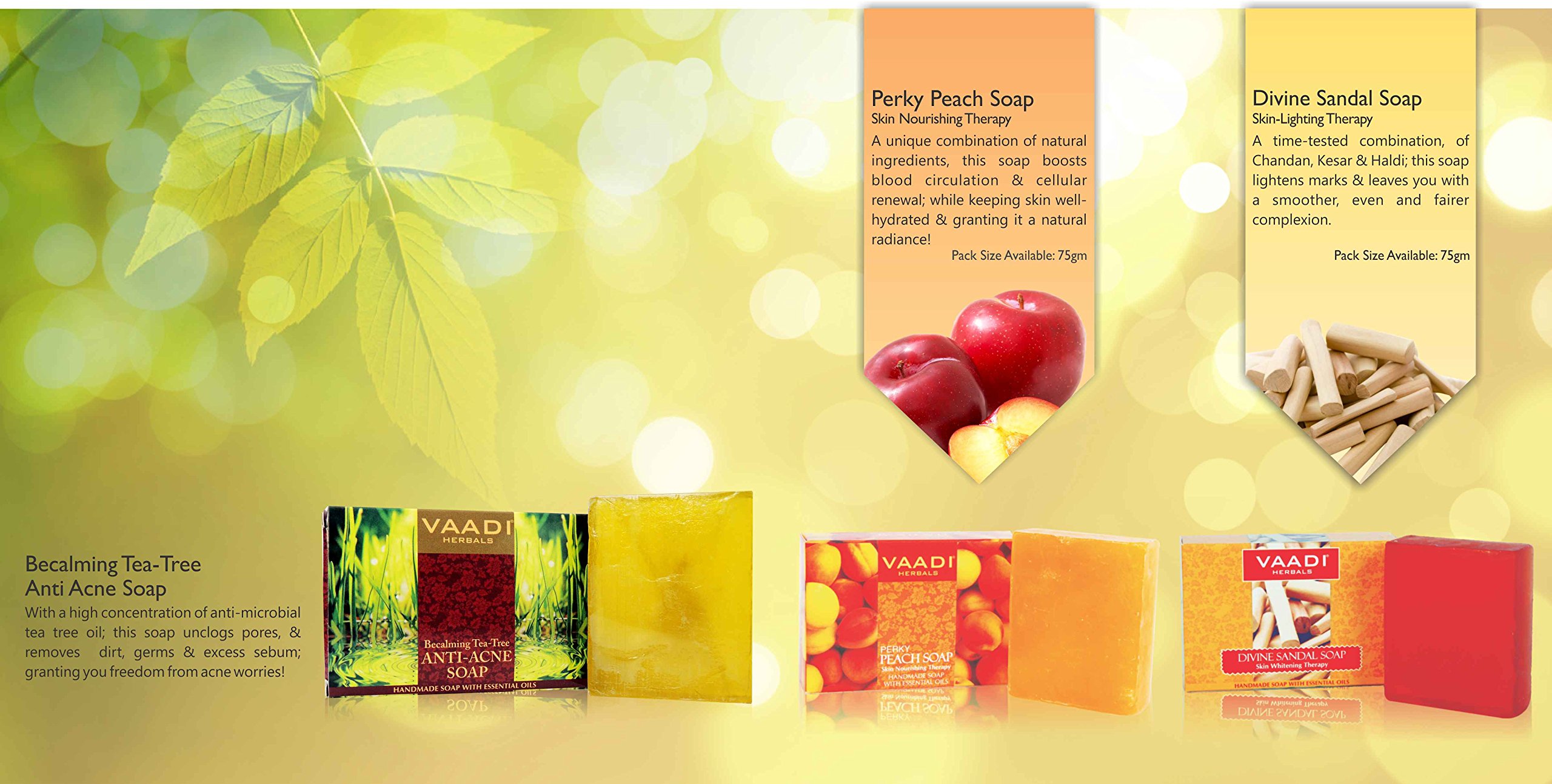 Vaadi Herbals Fruit Splash Soap with Extracts of Orange, Peach, Green Apple and Lemon, 75g – view 7