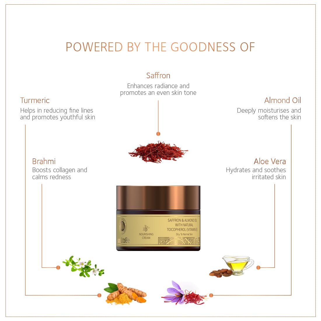 SoulTree Nourishing Cream - Saffron and Almond Oil with Natural Vitamin-E, for Dry To Normal Skin - 25gm – view 2