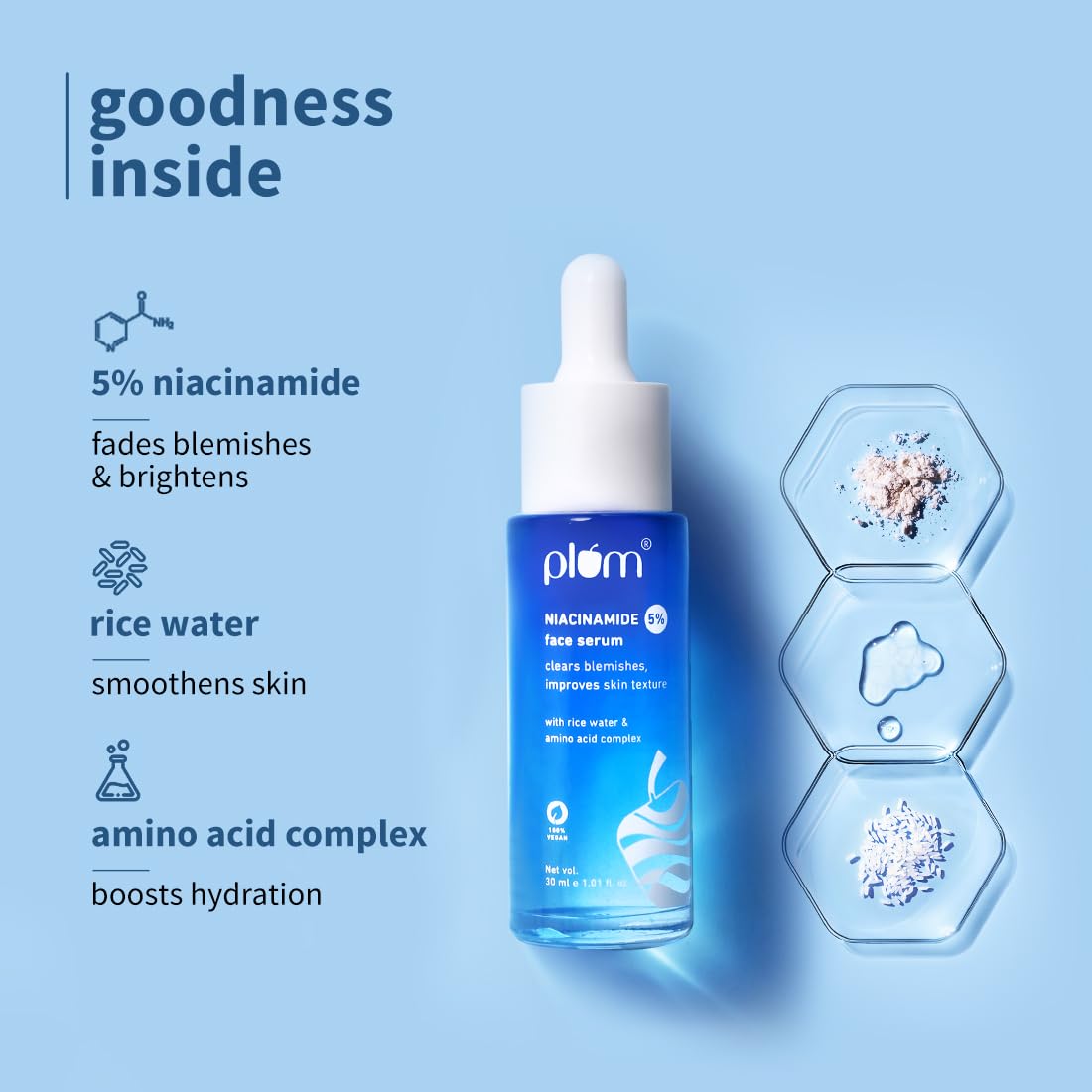 Plum 5% Niacinamide & Rice water Face Serum for Clear & Bright Skin 30ml – view 4