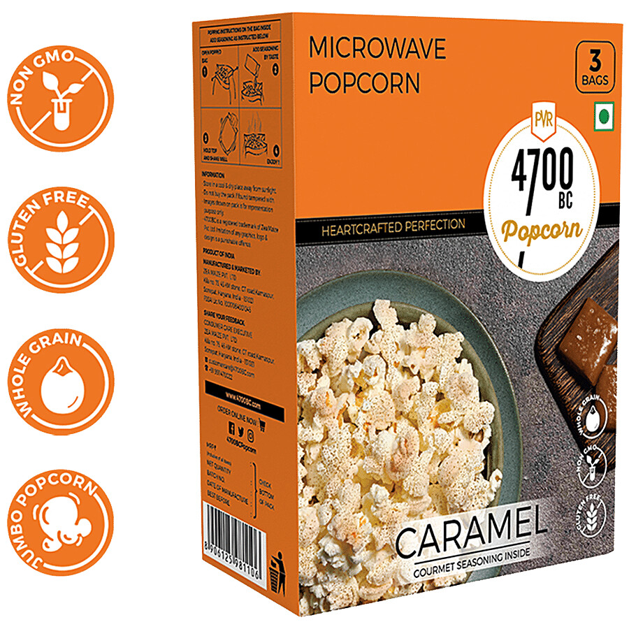 4700BC microwave popcorn caramel pouch and packaging 294 g