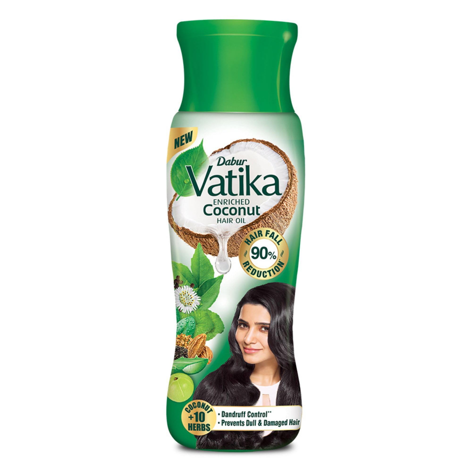 Bottle of Dabur Vatika coconut hair oil for scalp and hair care
