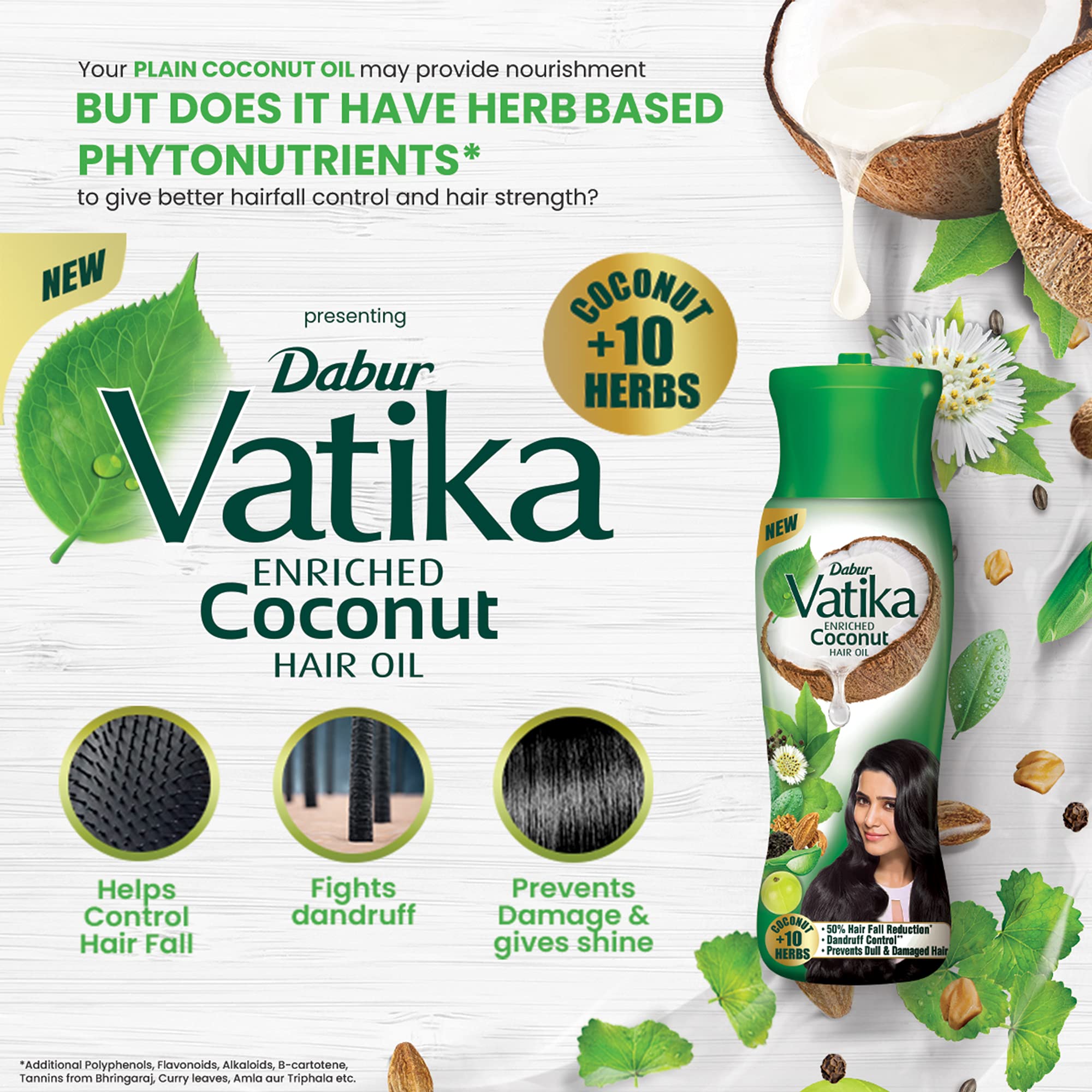 Dabur Vatika Enriched Coconut Hair Oil, 450ml For Strong, Thick & Shiny Hair, Clinically Tested To Reduce 90% Hairfall In 4 Wks, Controls Dandruff, Prevents Dull & Damaged Hair Enriched With 10 Herbs – view 3