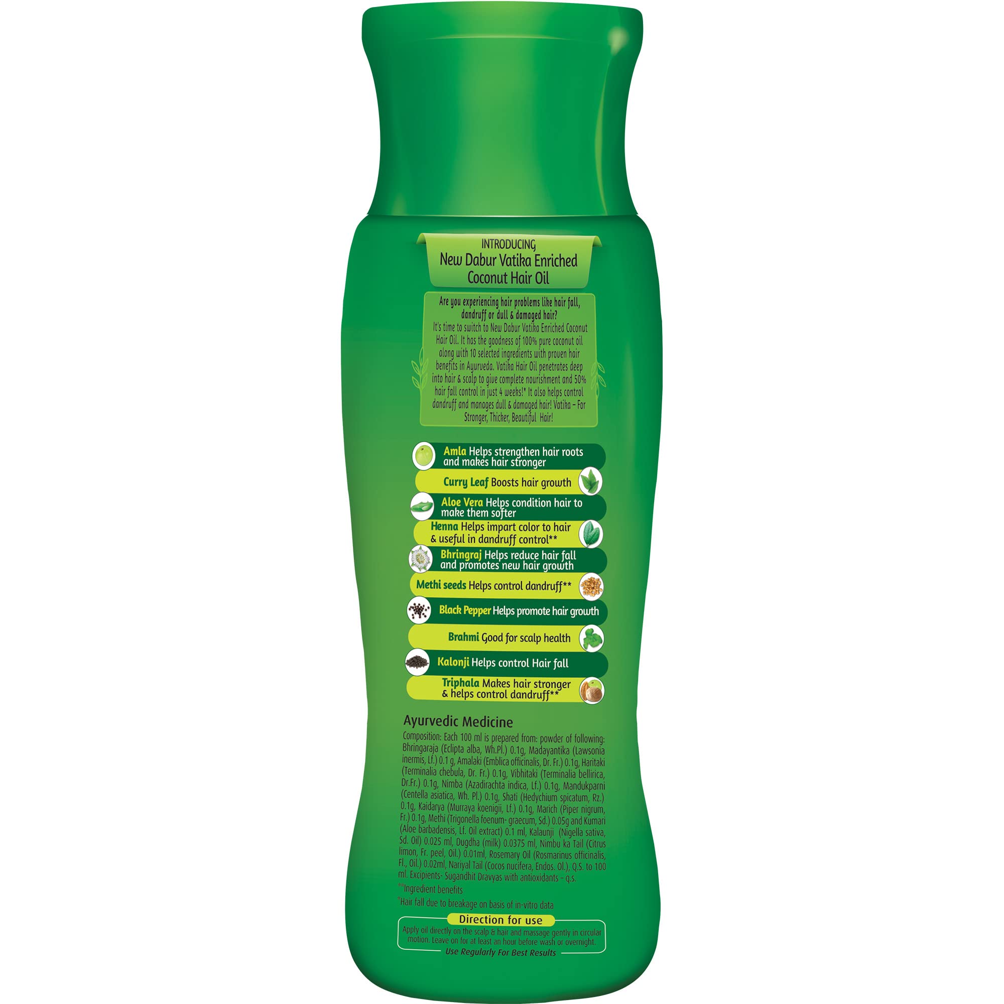 Dabur Vatika Enriched Coconut Hair Oil, 450ml For Strong, Thick & Shiny Hair, Clinically Tested To Reduce 90% Hairfall In 4 Wks, Controls Dandruff, Prevents Dull & Damaged Hair Enriched With 10 Herbs – view 6