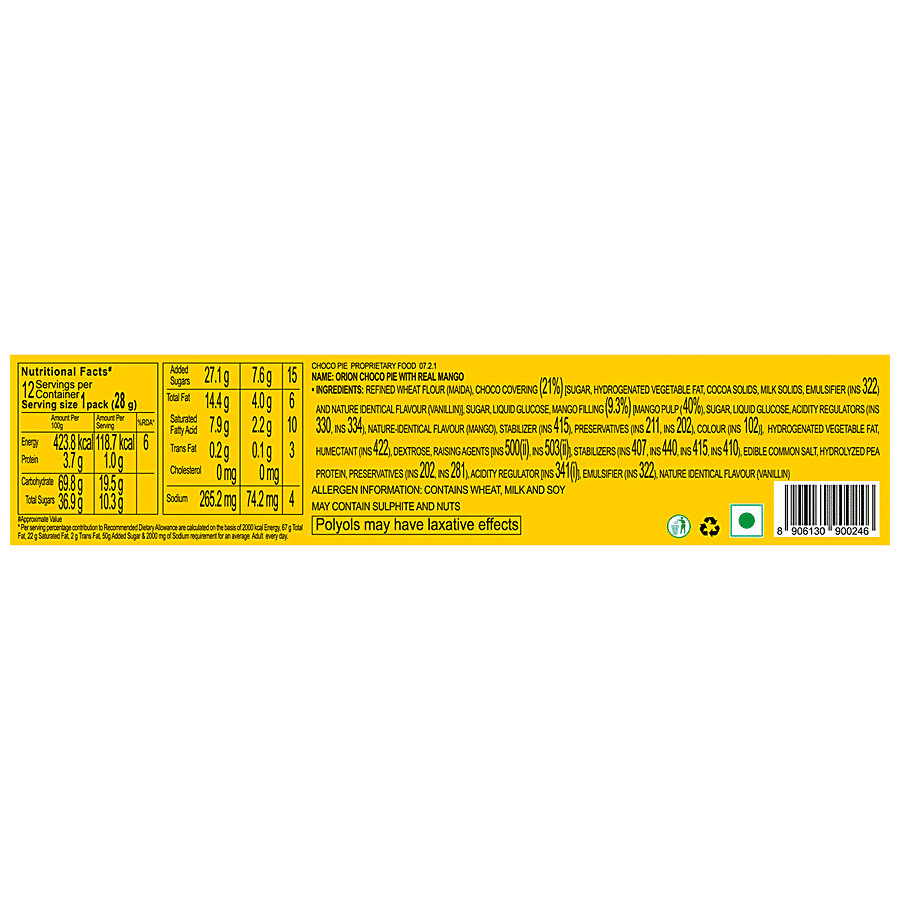 Orion Choco Pie With Real Mango - 100% Veg, Centre Filled 336 gm – view 4