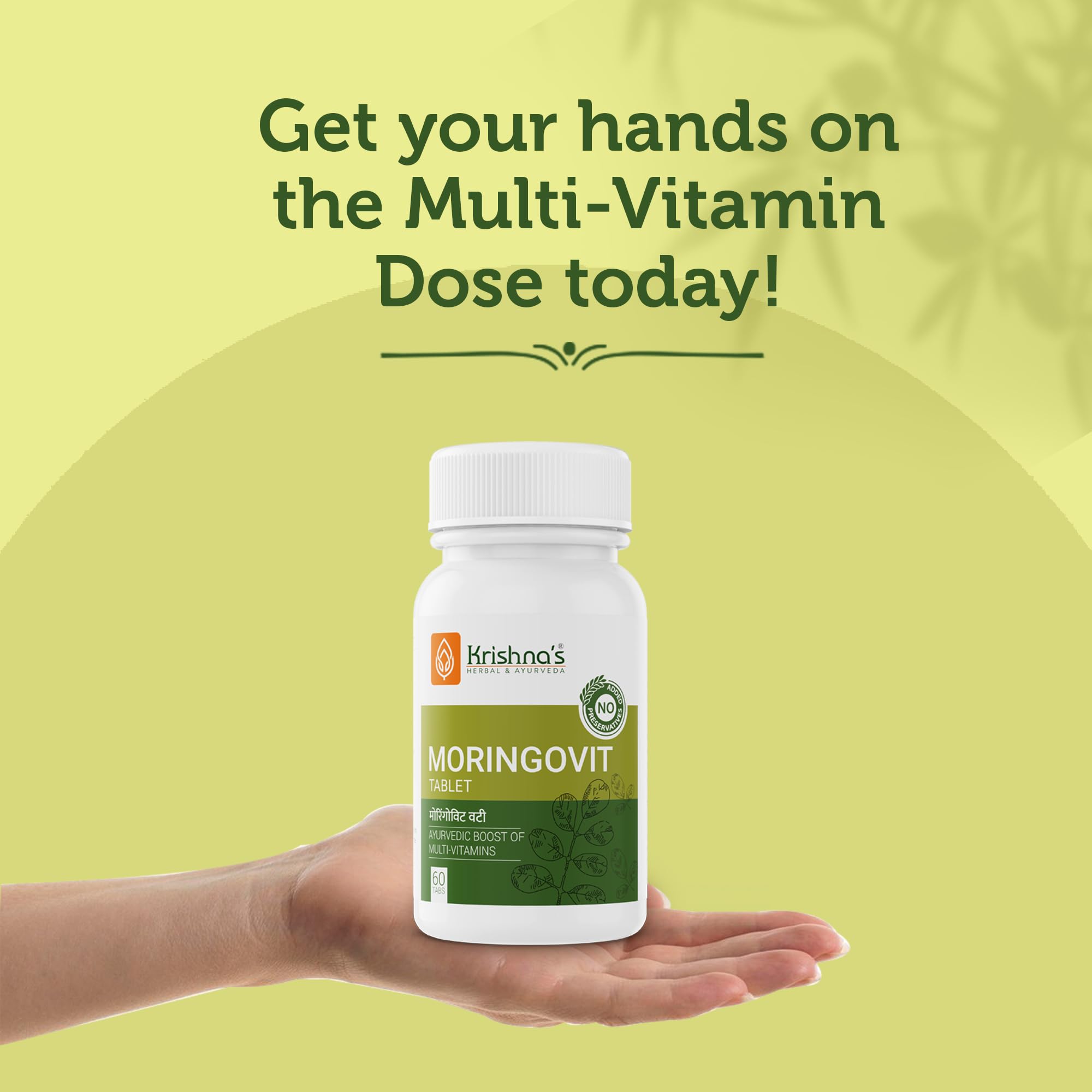 Krishna's Moringovit Tablets - Premium Moringa Supplement for Natural Energy, Immune & Digestive Support, 60 Tablets (Pack of 1) – view 7