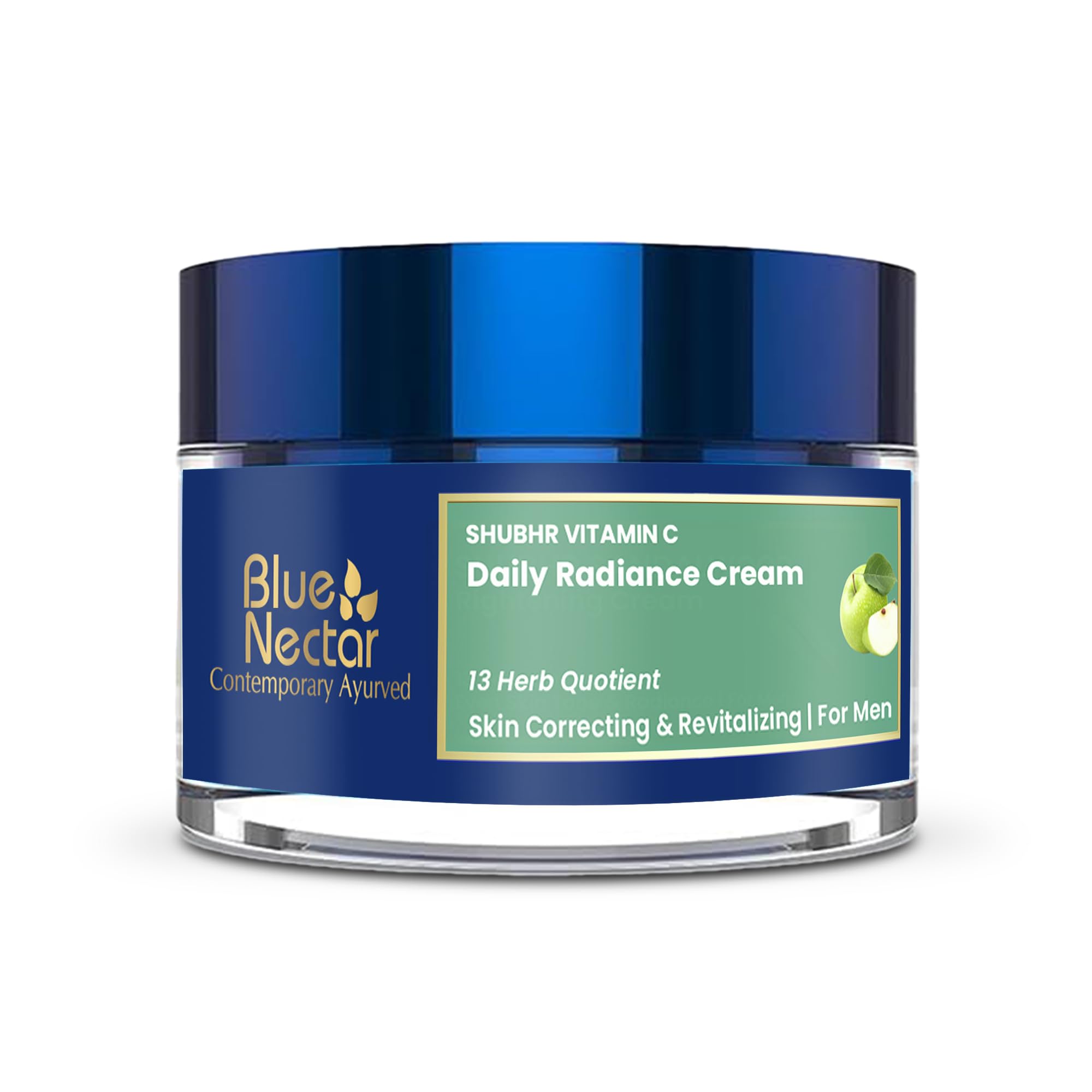 Green apple vitamin C face cream jar from Blue Nectar
