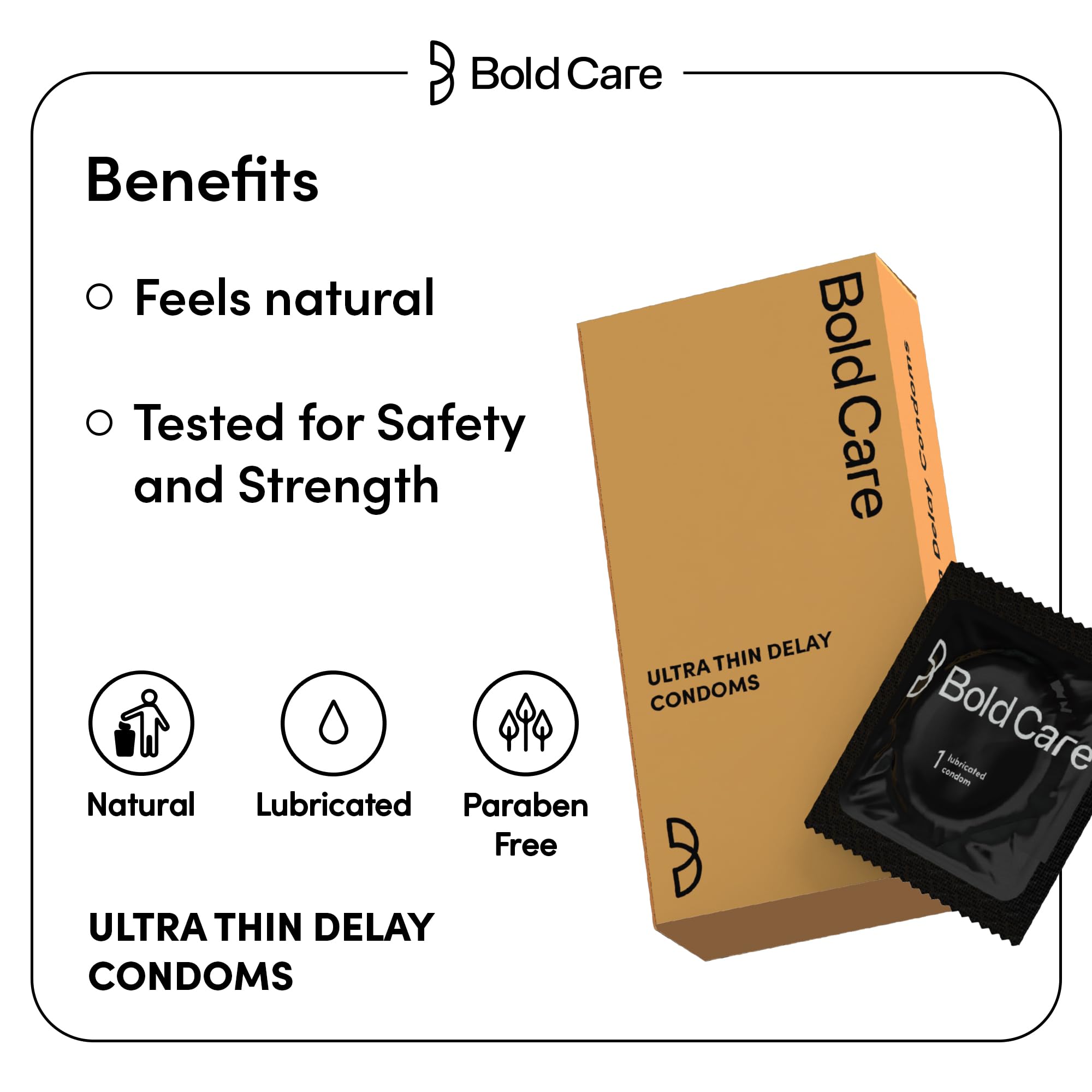 Bold Care Ultra Thin Lubricated Condoms (Pack Of 10) For Men With Disposable Pouches And 4.5% Benzocaine – view 3