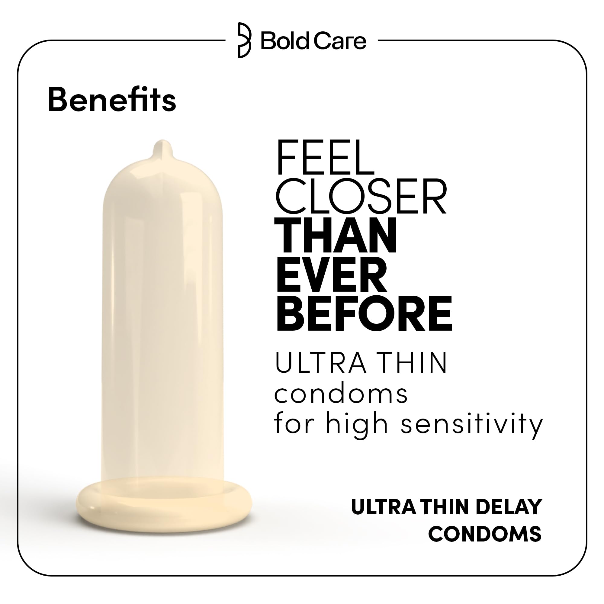 Bold Care Ultra Thin Lubricated Condoms (Pack Of 10) For Men With Disposable Pouches And 4.5% Benzocaine – view 4