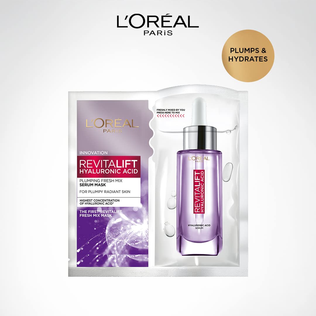 L'Oréal Paris Revitalift Serum Sheet Face Mask, Fresh Mix, With Hyaluronic Acid + Natural Algae, 33g – view 2