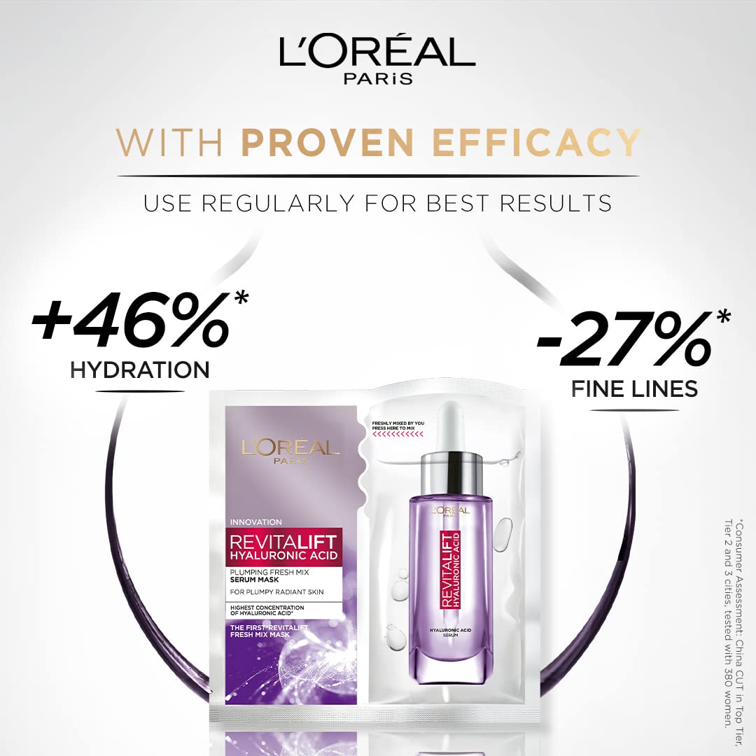 L'Oréal Paris Revitalift Serum Sheet Face Mask, Fresh Mix, With Hyaluronic Acid + Natural Algae, 33g – view 4