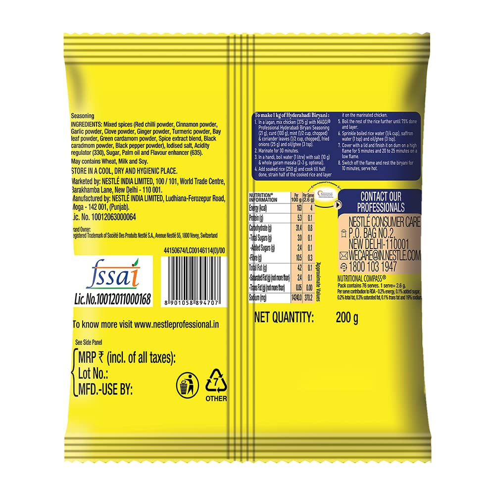 MAGGI Professional Hyderabadi Biryani Seasoning, 200 g, Inspired By The Kitchen of Nizams, Signature Hyderabadi Biryani Masala – view 2