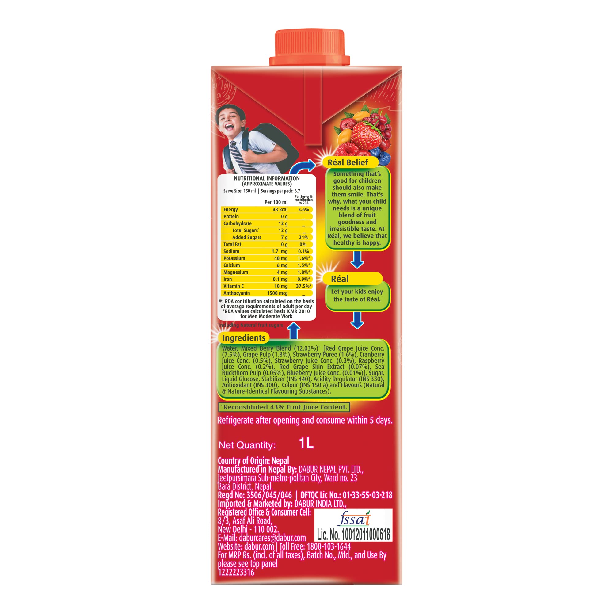 DABUR Real Mixed Berries Fruit Juice-1L – view 6