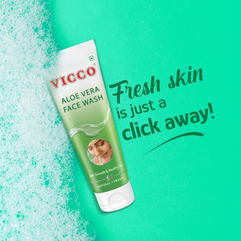 Vicco Aloe Vera Face Wash, Pure Aloe Vera Extracts, Soft, Smooth & Healthy Skin, Fights Pimples & Acne, Suitable for All Skin Types, Pack of 3 (70 gm) (3) – view 6